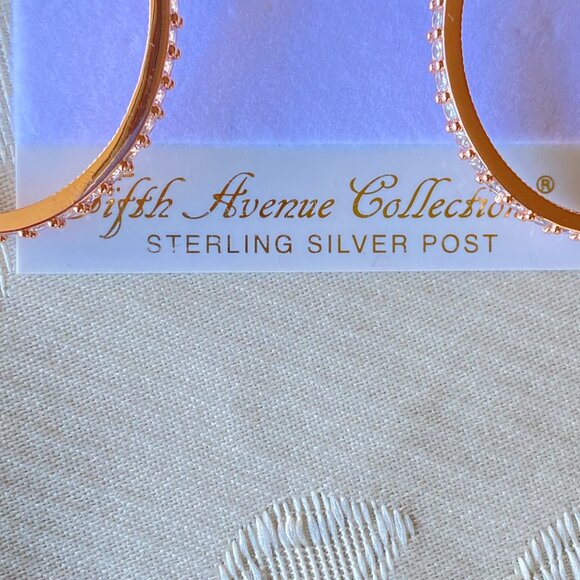FAC Rose Gold Cubic Zirconia Hoop Earrings NWT - Picture 5 of 9